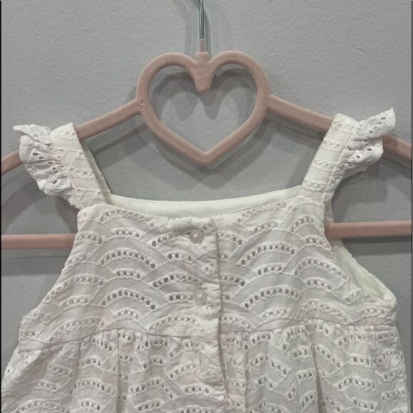 Janie and Jack Eyelet Ruffle White Romper 6-12 Months - Picture 5 of 7